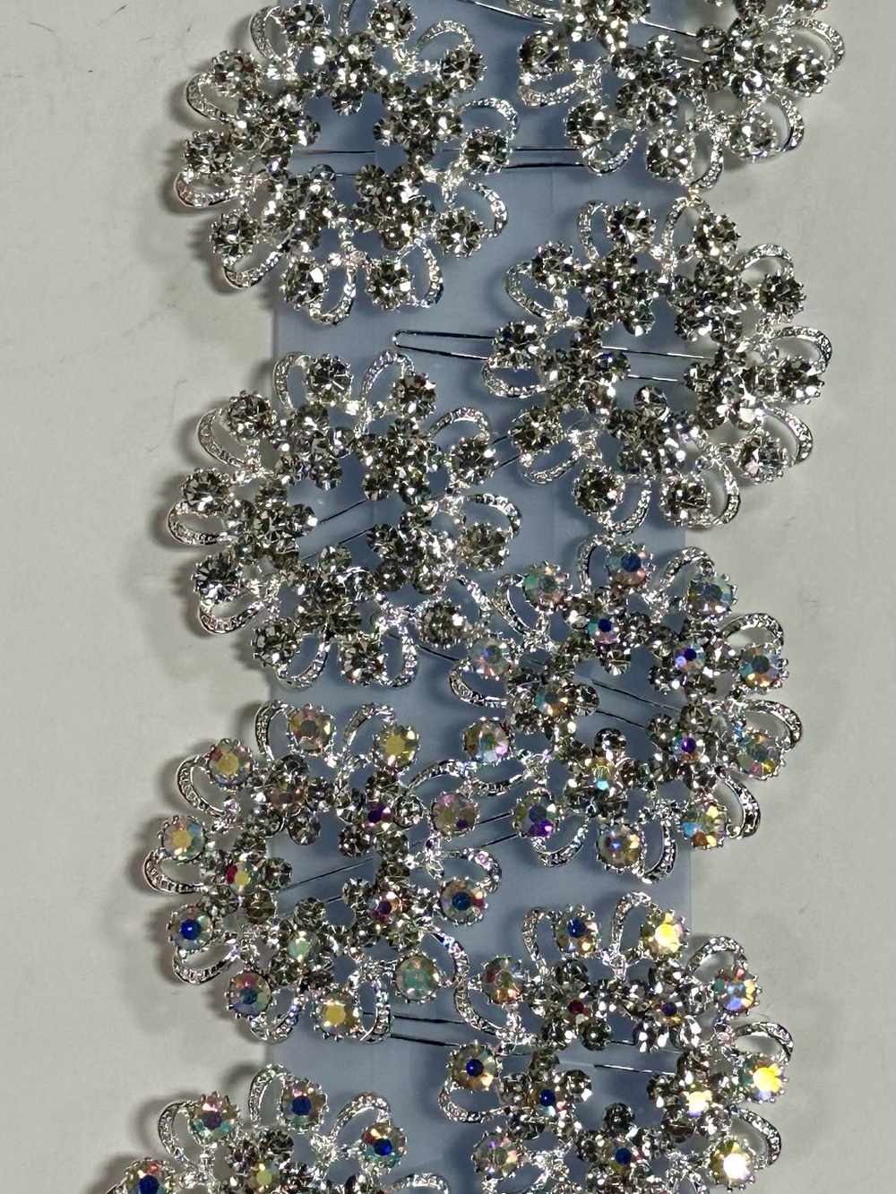 12 pcs Crystal Floral Silver Hair Clips - Women's Hair Accessories